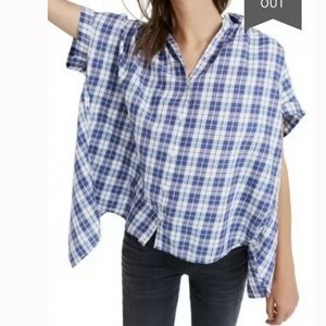 Madewell Shirt XXS Cental Open Back Blue Plaid Top